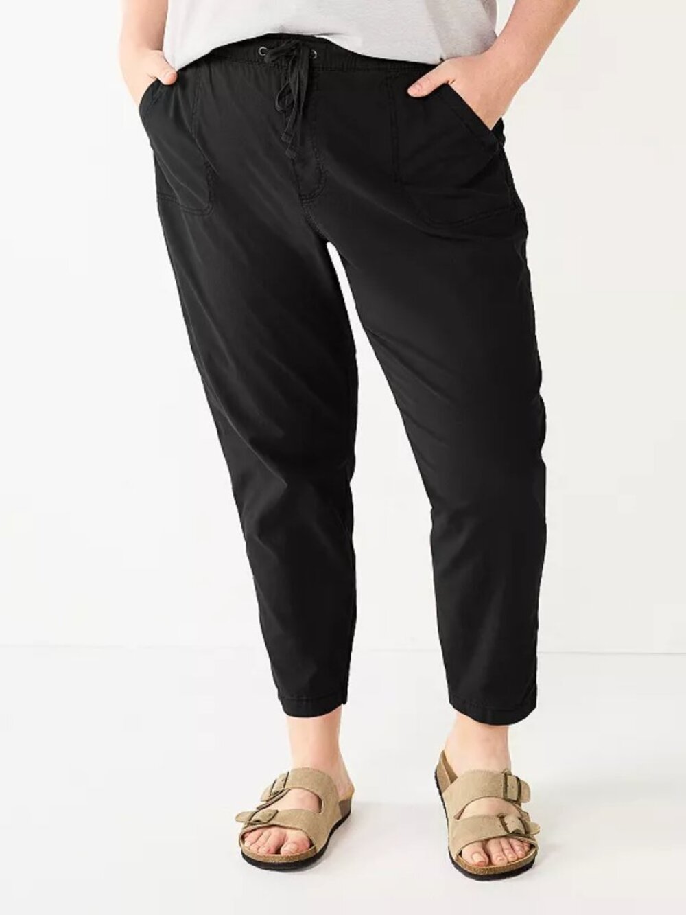 Women's Sonoma Goods For Life Plus Size Paperbag Waist Capris - Black - 2X -NWT